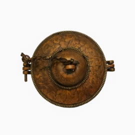 Tingsha en bronze avec Om Mani Padme Hum