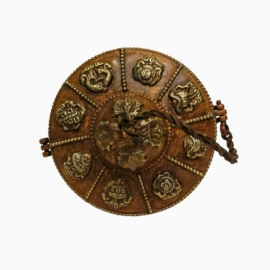 Tingsha en bronze avec design des Pancha Bouddhas