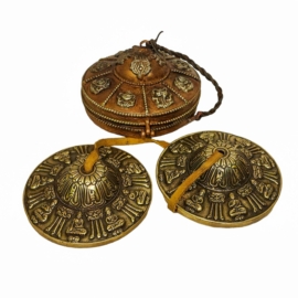 Tingsha en bronze avec design des Pancha Bouddhas
