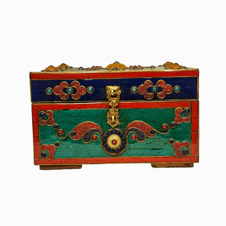 Tibetan Ritual Wooden Box for Sacred Offerings
