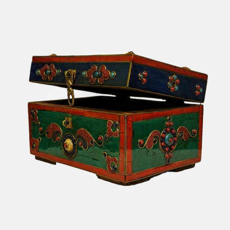 Tibetan Ritual Wooden Box for Sacred Offerings