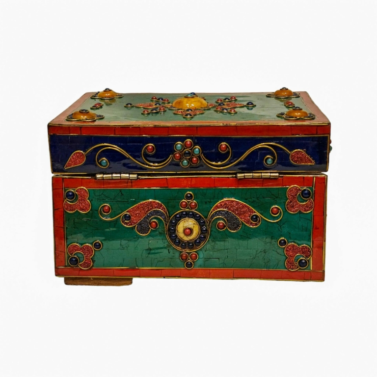 Tibetan Ritual Wooden Box for Sacred Offerings