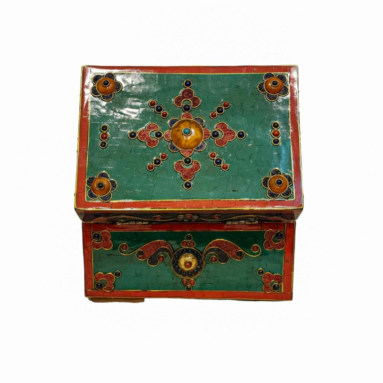 Tibetan Ritual Wooden Box for Sacred Offerings