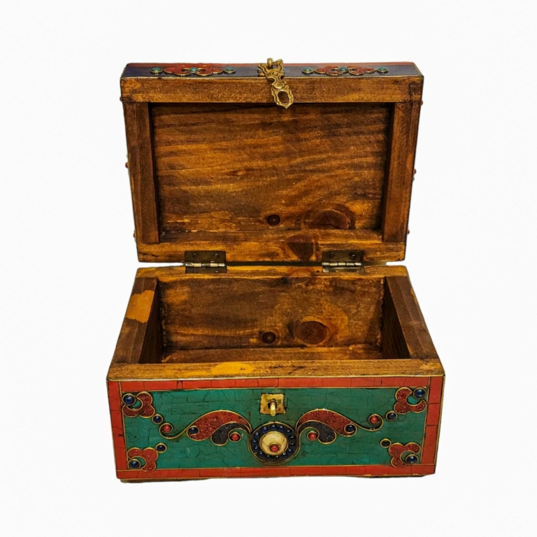 Tibetan Ritual Wooden Box for Sacred Offerings