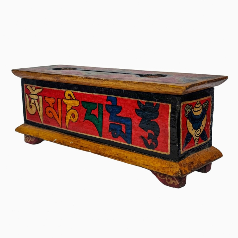Tibetan Wooden Ritual Box for Spiritual Practice
