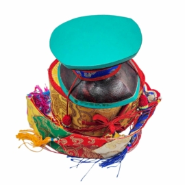 Tibetan Chod Damaru &ndash; Wood and Leather Drum