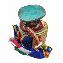 Tibetan Chod Damaru &ndash; Wooden Leather Drum