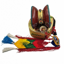 Tibetan Chod Damaru &ndash; Wood and Leather Drum