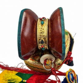 Tibetan Chod Damaru &ndash; Wood and Leather Drum