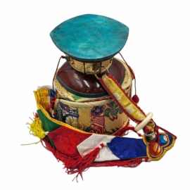 Tibetan Chod Damaru &ndash; Wood and Leather Drum