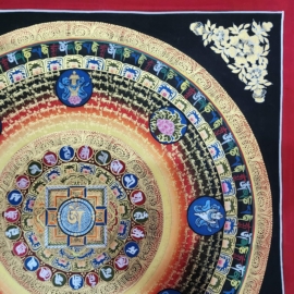 Mantra Mandala Thangka with Om Mani Padme Hum