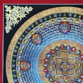 Double Dorje Mantra Mandala Thangka on Canvas