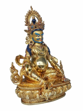 Yellow Jambhala Copper Statue with Gold Finish