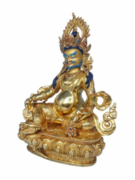 Yellow Jambhala Copper Statue with Gold Finish