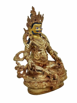 Yellow Jambhala Copper Statue with Gold Plating