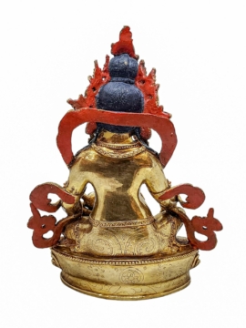 Gold-Plated Yellow Jambhala Statue &ndash; Copper Craftsmanship with Intricate Detailing