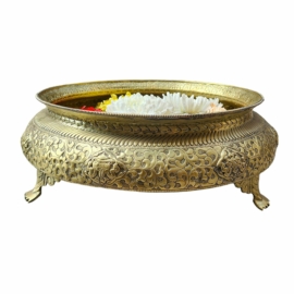 Handmade Brass Flower Vase &ndash; Vajrayana Design
