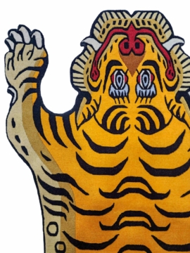 Handwoven Tiger Design Wool Rug from Nepal