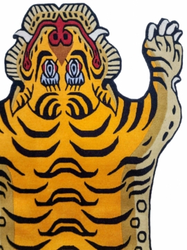 Handwoven Tiger Design Wool Rug from Nepal