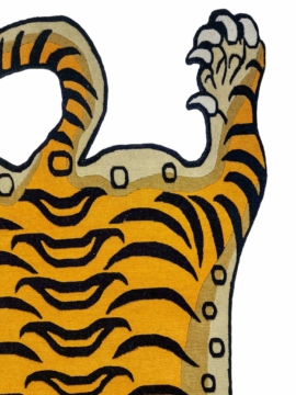 Handwoven Tiger Design Wool Rug from Nepal