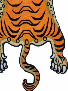 Handwoven Wool Tiger Design Rug from Nepal