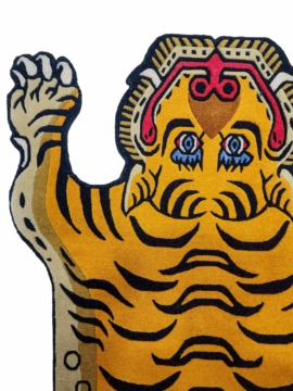 Golden Yellow Wool Tiger Design Rug