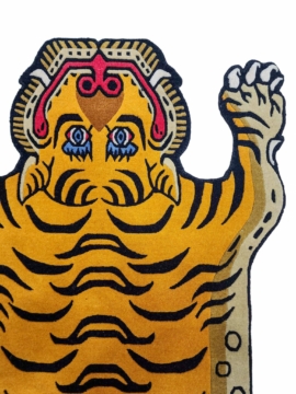 Golden Yellow Wool Tiger Design Rug