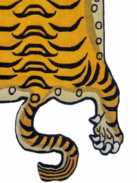 Golden Yellow Wool Tiger Design Rug