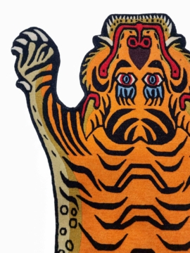 Handwoven Wool Tiger Design Rug from Nepal