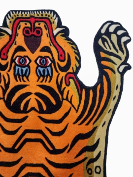 Handwoven Wool Tiger Design Rug from Nepal