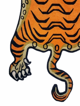 Handwoven Wool Tiger Design Rug from Nepal