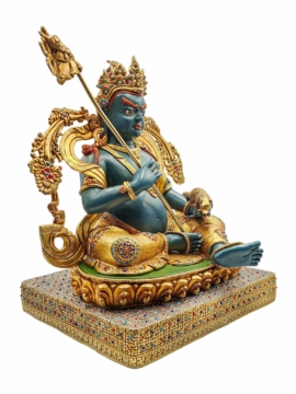 Partly Gold Plated Singha Kuber Jambhala Statue