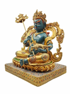 Partly Gold Plated Singha Kuber Jambhala Statue