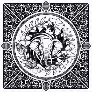 Elephant Mandala Coloring – #2