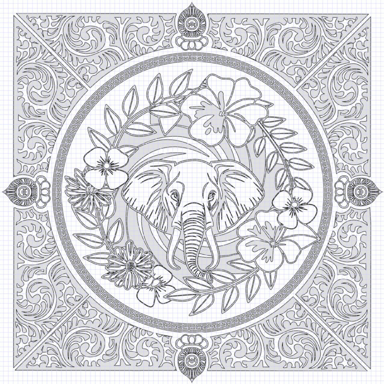 Elephant Mandala Coloring – #2