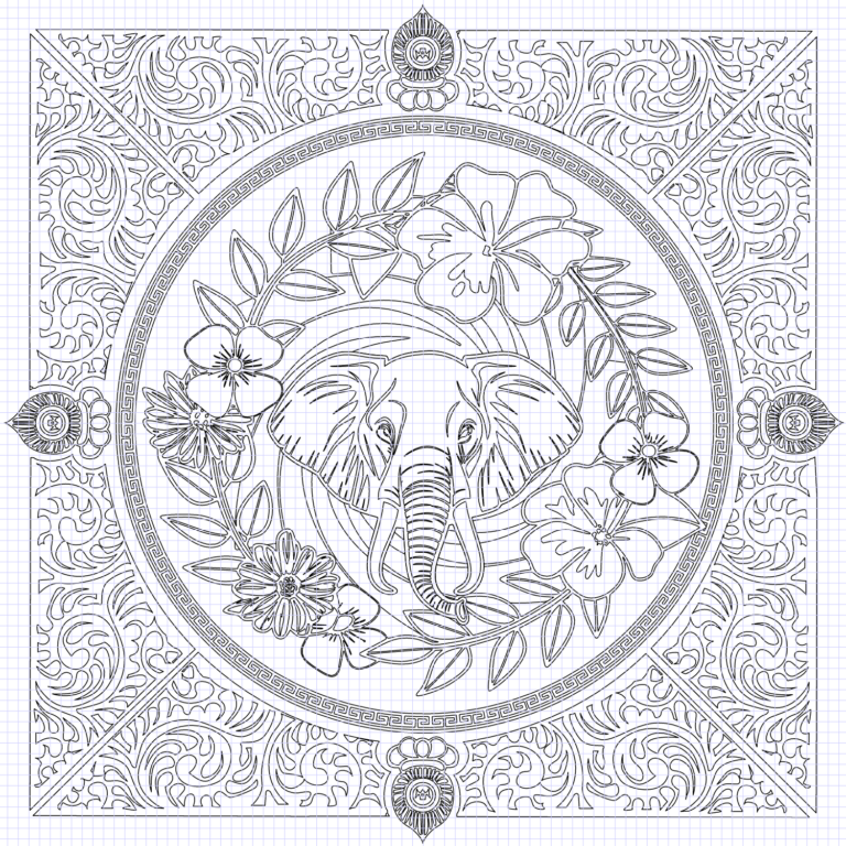 Elephant Mandala Coloring – #2