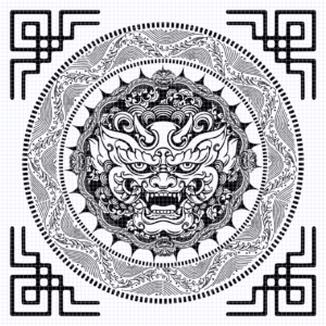 Japanese Mask Coloring Page - #1