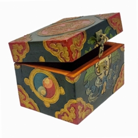 Caja ritual de madera tibetana - Hecha a mano en Nepal