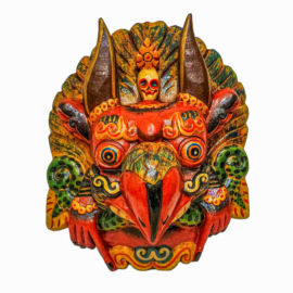 Máscara de Madera de Álamo de Garuda - Guardián de la Fuerza