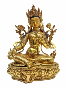 Handmade Copper Green Tara Statue - 46 cm, Embodiment of Compassion and Swift Action