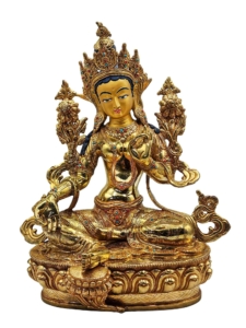 Green Tara Copper Statue - Handcrafted, 35 cm, Emblem of Compassion and Swift Action