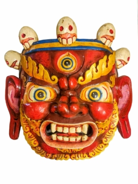 Máscara de Madera de Bhairav en Colgante de Pared de Nepal