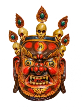 Máscara de Bhairav - Decoración artesanal de madera de álamo