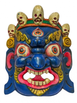 Máscara de Madera de Mahakala - Escultura del Protector Feroz