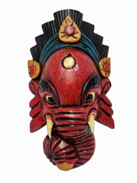 Máscara de Madera de Ganesh - Colgante de Pared en Madera de Álamo
