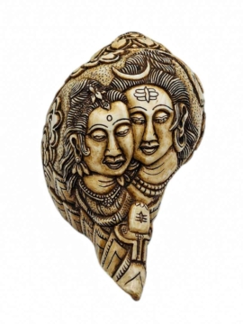Concha con figuras de Shiva y Parvati
