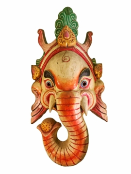 Máscara de Madera de Ganesh - Colgante de Pared en Madera de Álamo