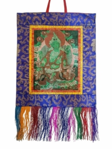 Cochin Brocade Wall Hanging of Green Tara