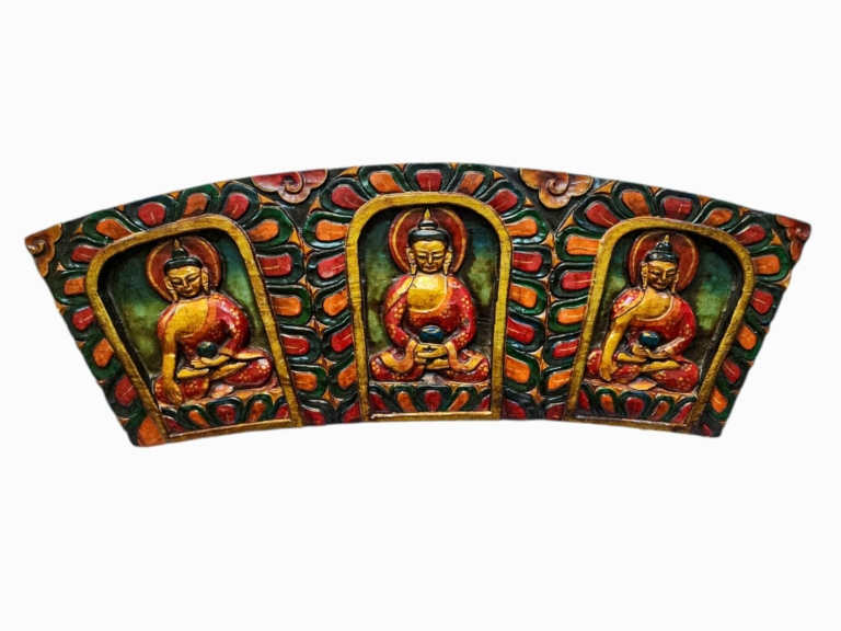 Suspension Murale en Bois d'Amitabha et de Shakyamuni