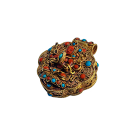 Silver Tibetan Ghau Box with Chenrezig Design